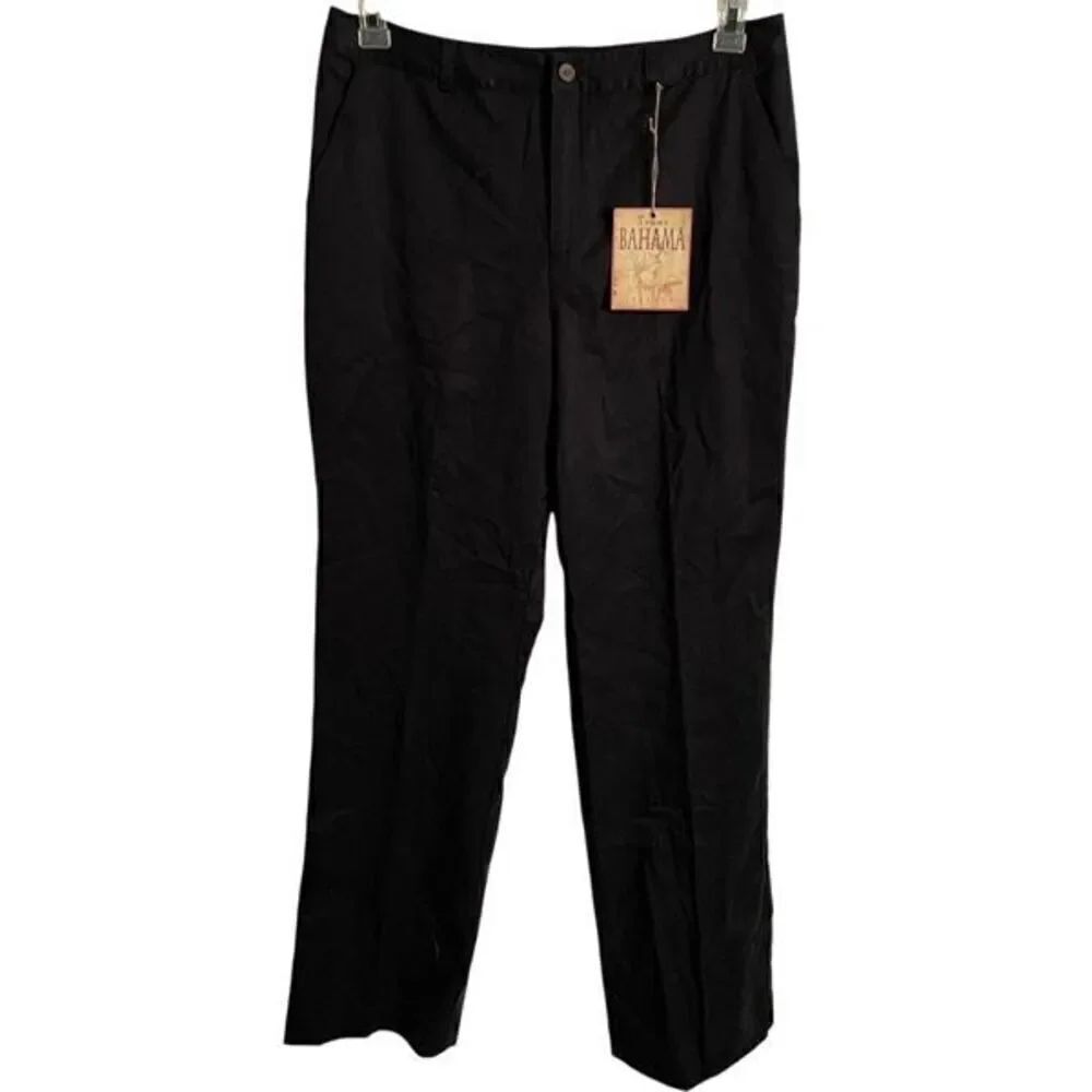 Vtg Tommy Bahama Womens Weekend Twill Pant 10 Black Cotton Stretch Chinos Work